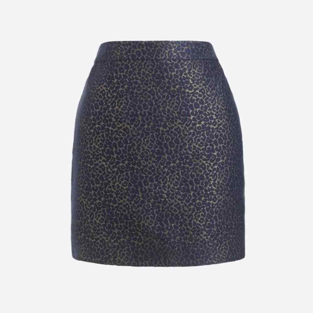 J. Crew Factory Leopard Metallic Jacquard Skirt